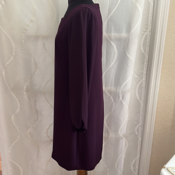 Ann Taylor, Purple, Square Neck, Long Sleeve Dress, Size 6 - Picture 3 of 7